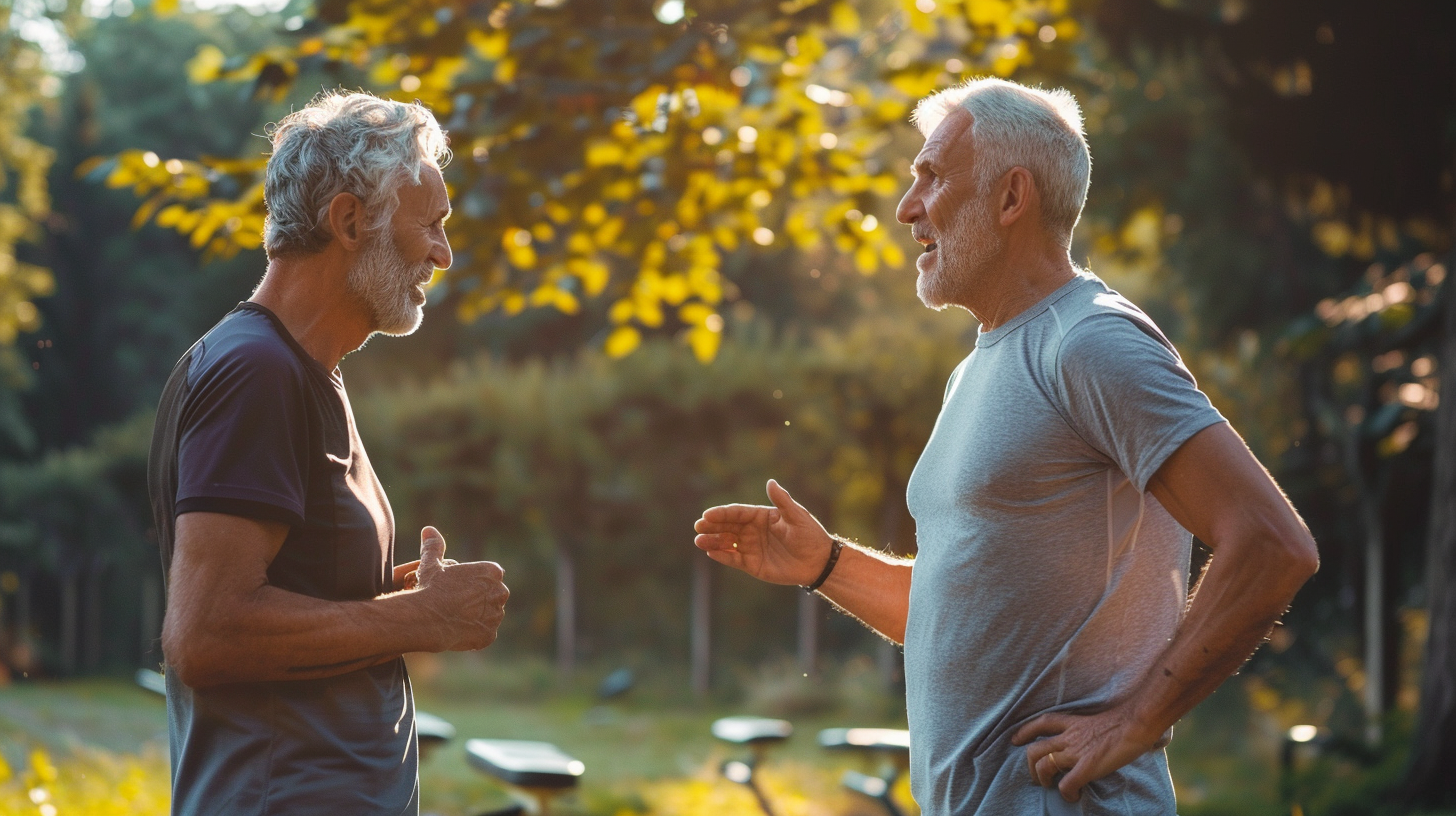 Група людей різного віку займається фітнесом на свіжому повітрі